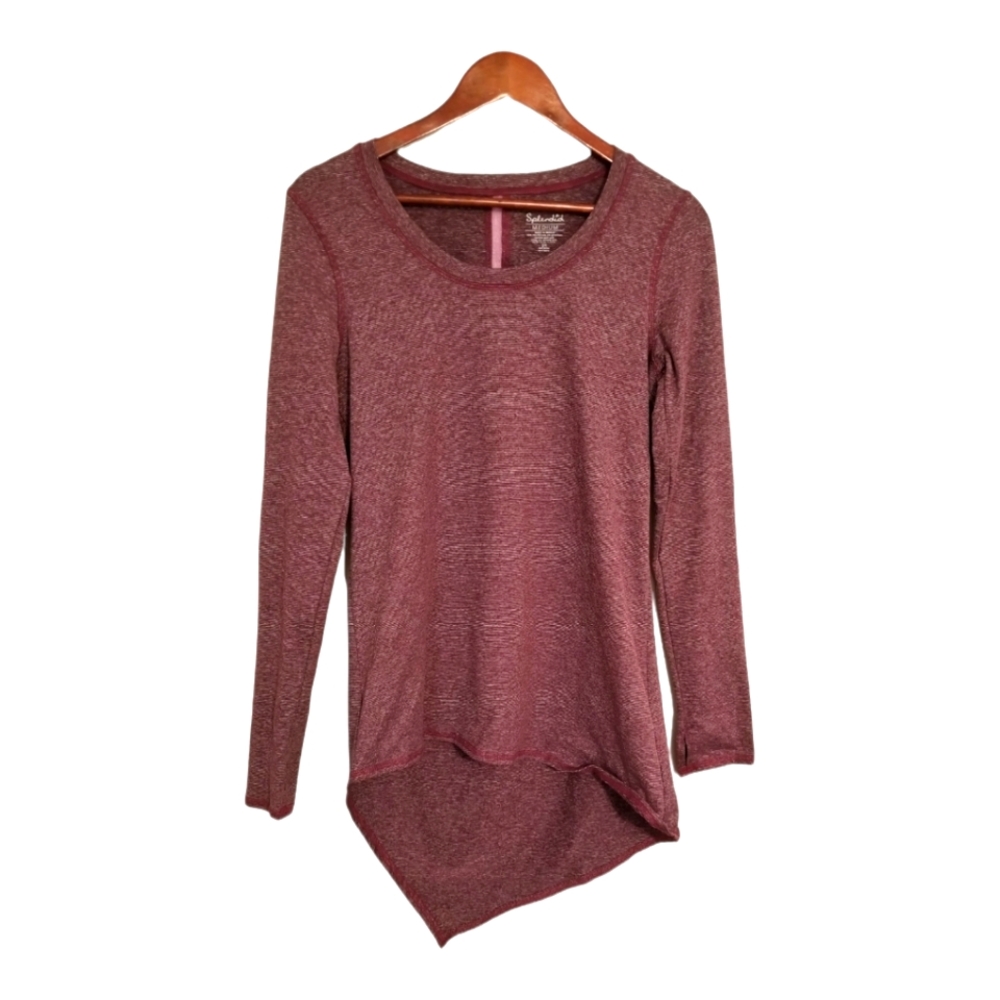 Splendid Athleisure Activewear Longsleeve Scoop Neck Asymmetrical Top Thumbholes